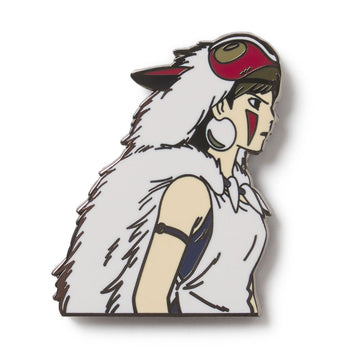 Animated character with white fur and red headband on a white background San from Studio Ghibli's Princess Mononke Exclusive enamel lapel pin Academy Museum